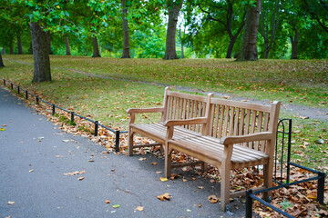 Wooden bench in a public Park