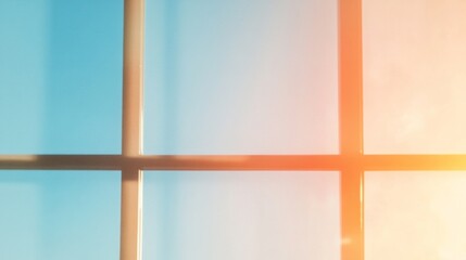 Silhouettes Enjoying Coffee Break in Modern Office, Sunlit Geometric Window Patterns, Digital Wallpaper Design