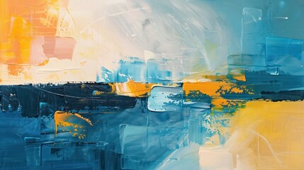 An abstract painting featuring vibrant colors and dynamic brush strokes, evoking a sense of movement and emotion.