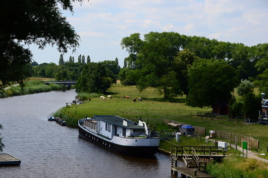 Ship at the North Sea in the Town Otterndorf, Lower Saxony