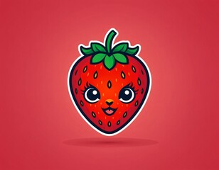 Obraz premium strawberry logo mascot icon illustration in flat color style illustration. Ai generated images