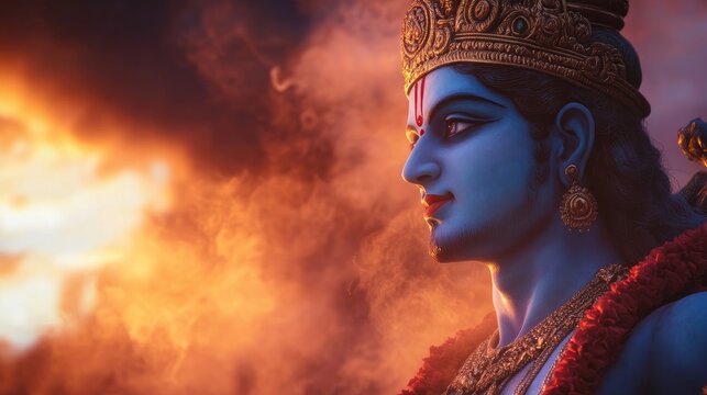 God Rama. Inscription "Rama Navami"