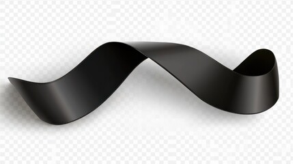 3d solid black ribbon isolated on transparent background, Elegant element for design.