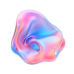 abstract pink blue liquid wave shape form 3d render icon isolated on transparent background cutout