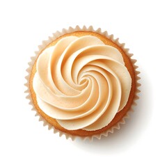 Obraz premium Delectable Cupcake with Swirling Buttercream Icing on White Background for Photography