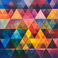 A colorful layered triangular background that offers a vibrant and dynamic visual experience. The triangles are arranged in a unique pattern, with each layer adding depth and dimension. The colors ble