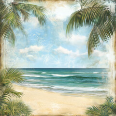 Fototapeta premium Background for scrapbooking on the theme of the sea beach