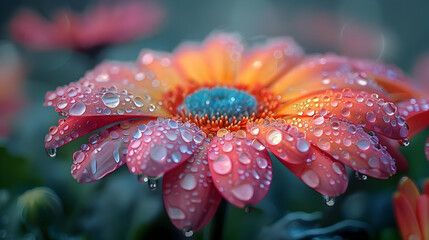 Dew Drops on Pink Flower Petals - Macro Photography
