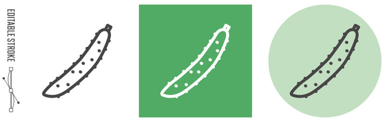 野菜・きゅうり｜ライン・アイコン　[線の編集可能]