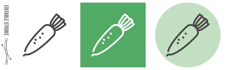 野菜・大根｜ライン・アイコン　[線の編集可能]