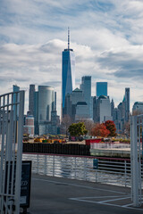 Fototapeta premium New York, United States. View of New York city skyline in Midtown Manhattan. USA, NYC, NY, Manhattan. American big city. Lower Manhattan skyline. New York from New Jersey. Downtown Manhattan.