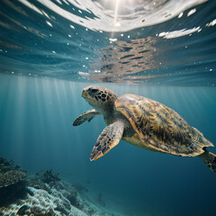 Sea Turtle swimming in ocean