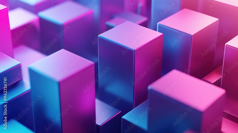 Poster 3d rendering of cube abstract geometric background. technology concept
