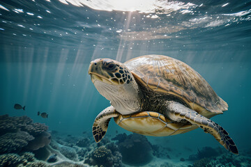 Sea Turtle swimming in ocean