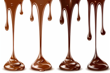 Set of chocolate drip isolated on transparent background.  