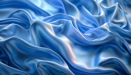 Fototapeta premium Elegant Blue Fabric Waves, Abstract and Textured, Luxurious and Serene Pattern, Soft Lighting, Background