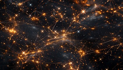 Fototapeta premium Complex Digital Network of Interconnected Nodes with Stars, Highlighting Critical Points, EU Theme, Futuristic Design