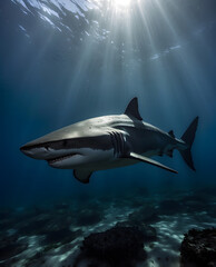 Fototapeta premium A giant shark underwater scene