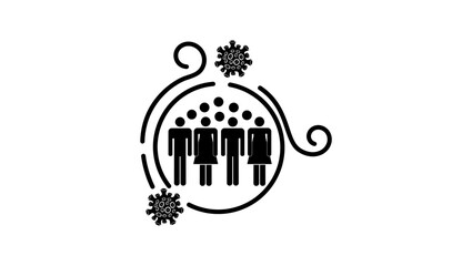 Obraz premium virus circulates among people, black isolated silhouette