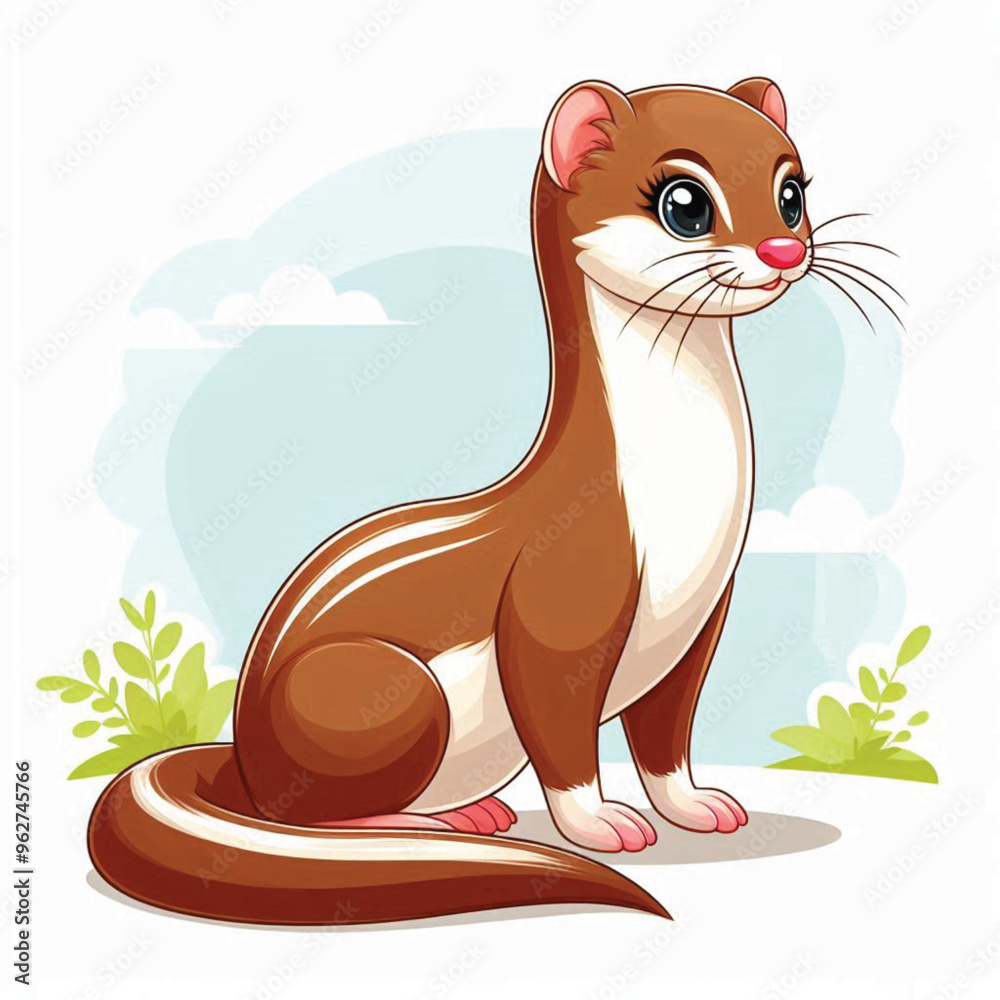 Canvas Prints Cute Weasel Vector Cartoon illustration