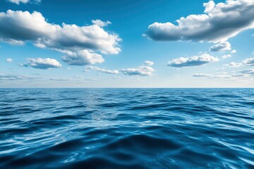 Fototapeta premium Blue Ocean, Water Surface and Blue Sky, ai