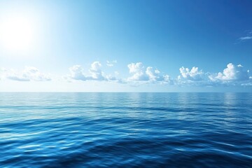 Obraz premium Blue Ocean, Water Surface and Blue Sky, ai
