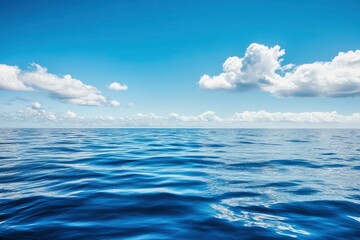 Obraz premium Blue Ocean, Water Surface and Blue Sky, ai