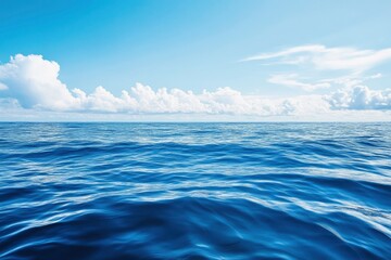 Obraz premium Blue Ocean, Water Surface and Blue Sky, ai