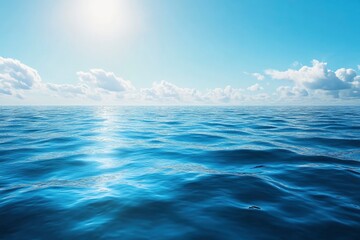 Fototapeta premium Blue Ocean, Water Surface and Blue Sky, ai