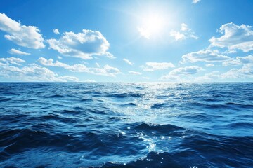 Blue Ocean, Water Surface and Blue Sky, ai