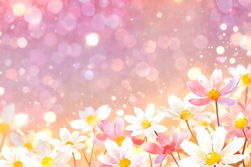 A vibrant display of blooming flowers with a soft bokeh background creates a dreamy atmosphere, perfect for springtime and beauty-themed projects.