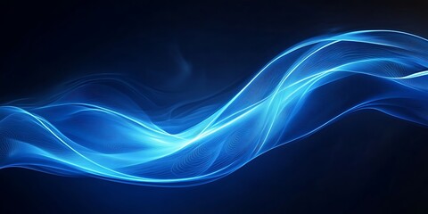 Fototapeta premium Blue abstract background for design with smooth lines and waves on dark blue background
