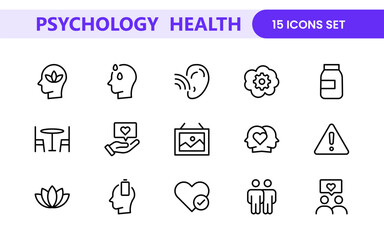 Mental Health and Psychology Icons: A Complete Collection for Therapy Sessions, Counseling, Emotional Well-being, Support Services, and Wellness Programs