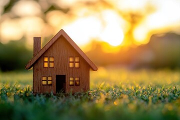 Little Wooden House In A Field At Sunset