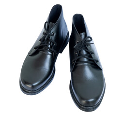 black leather shoes isolated