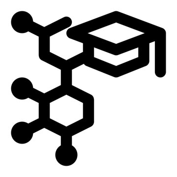 black molecule with graduation cap clip art preview