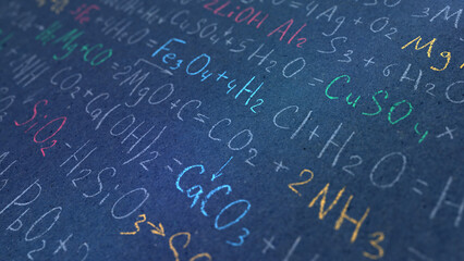 Handwritten formulas background.School background in chemistry .Letters and numbers .