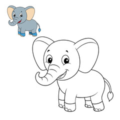 Adorable kids coloring page featuring a playful, cartoon elephant with simple outlines. Perfect for young children, this easy-to-color design promotes creativity and fine motor skills.