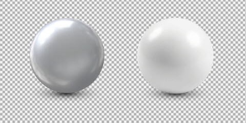 White and Metal Ball.Realistic ball for design and lettering.Vector illustration