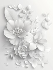 white paper with floral decoration. background for greeting cards