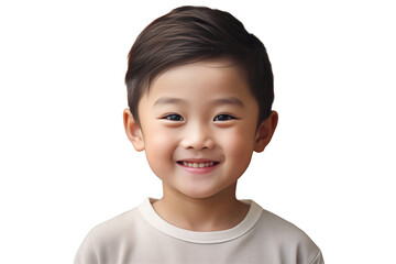 Young asian boy smiling on transparent background. PNG cut out. Vector. Childhood themes. Asian boy. Chinese boy. Japan boy. Image for graphic designer. Image for flyers.