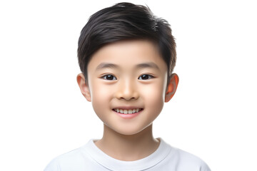 Young asian boy smiling on transparent background. PNG cut out. Vector. Childhood themes. Asian boy. Chinese boy. Japan boy. Image for graphic designer. Image for flyers.
