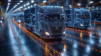 A logistics network powered by AR and AI, visualizing package tracking and delivery efficiency in real-time.