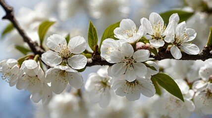 Fototapeta premium White blossoms on branch in springtime