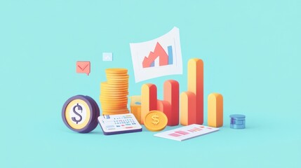 3D Illustration of Financial Growth and Success
