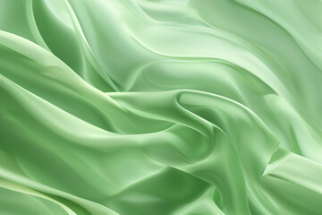Obraz premium Abstract silk green olive waves design with smooth curves and soft shadows on clean modern background. Fluid gradient motion of dynamic lines on minimal backdrop