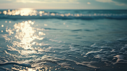 Obraz premium Blurred Ocean and Beach Background: Relaxing and Calming Atmosphere
