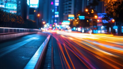 Obraz premium Nighttime Cityscape with Blurry Lights
