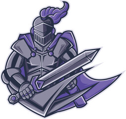 knight warrior logo mascot template vector illustration