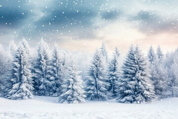 Fototapeta premium Winter background. Landscapes. Frozen winter forest with snow covered trees. outdoor with generative ai